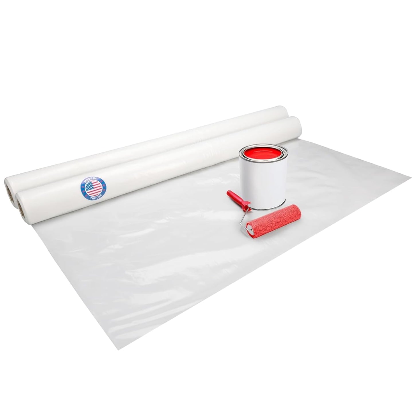Plastic Sheeting 4 mil, 6' x 50' (300 sq.ft.), Pack of 2 - Thick Semi-Clear Plastic Sheeting for Construction, Painting, Drop Cloth, Slide&Slip - Heavy Duty LDPE Film Roll by IDL Packaging
