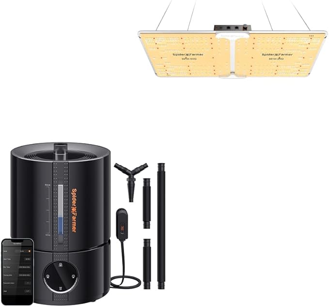 Spider Farmer 5L Smart Humidifier and SF2000 Grow Light