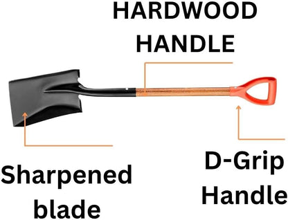 Square Digging Shovel, Hardwood Handle, D-Grip, Gardening Shovel, Snow Shovel