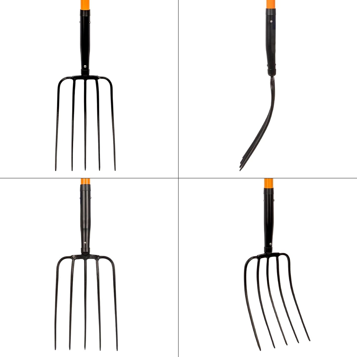 VNIMTI Pitch Fork for Gardening, 5 Tine Pitchfork Heavy Duty with Fiberglass Handle, 58 Inches