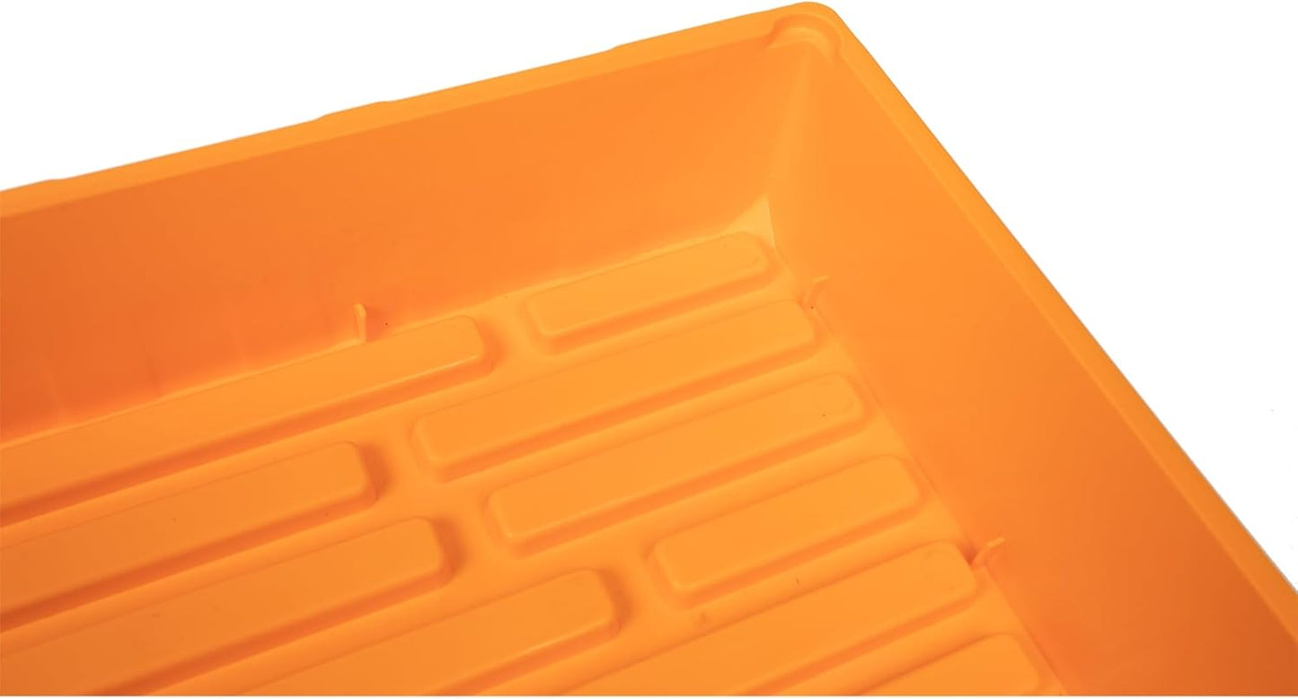 SUNPACK 10" x 20" Mega Plastic Seed Starting Tray, Orange, 2.5" - No Drainage Holes, Ideal for Greenhouses or Indoor Gardening - Made of Thick, Strong Plastic