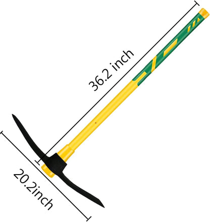 Pick Mattock with Heavy Duty Forged Construction, Adze and Ergonomic Non-Slip Handle for Gardening, Hunting, Landscaping and Outdoor,36 Inch