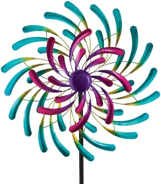 Regal Art & Gift Wave Wind Spinner – Metal Yard Decorations Outdoor | Kinetic Garden Spinner for Lawn, Pathway, or Flower Bed | Weather-Resistant Outdoor Sculpture - 32 Inch