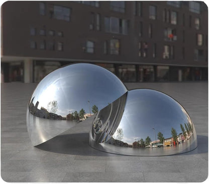 7pcs Half Gazing Globe Mirror Ball,Silver 304 Stainless Steel Hollow Polished Reflective Smooth Garden Sphere,Colorful and Shiny Addition to Any Garden or Home