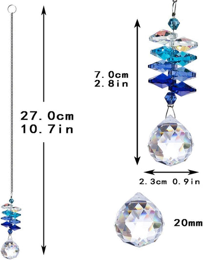 HDCRYSTALGIFTS 4PCS Crystal Hanging Sun Catchers for Window Indoor Rainbow Maker Suncatchers Crystals Ball Prism Chakra Octagon Bead Decor for Home Garden