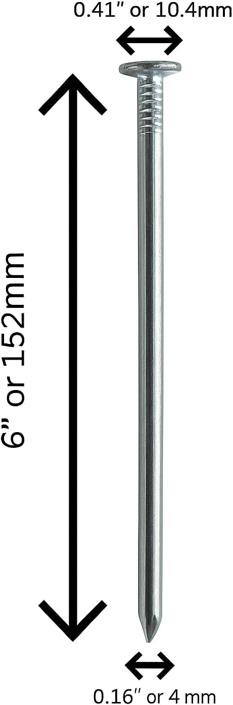 Turf Nails 6'' Galvanized - 140 Pack, Heavy-Duty Fasteners for Synthetic Grass, Landscaping, and Securing Ground Cover Stakes