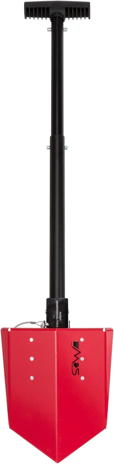 DMOS Delta Shovel - Collapsible Heavy-Duty Steel Folding Shovel for Camping, Overlanding, Survival, Military, Hunting, & Off-Road Use - Racing Red - Compact