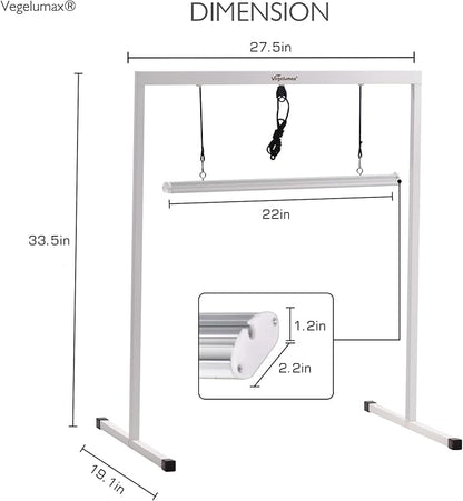 50Watt 2 Feet LED Grow Light Lamp Stand Rack with White Light Full Spectrum CRI90+ for Seedling,Seed Starting Plant Growing,Iron Pipe Frame,Aluminum Heat Sink,CCT6500K,Lamp Height Adjustable