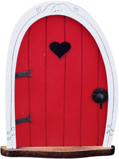 Red Streak Mini Fairy Garden Door for Tree, 3D Miniature Fairy Door for Fairytale Tiny House Doors, Bonsai Terrarium Micro Landscape Decoration Accessories Garden Miniatures