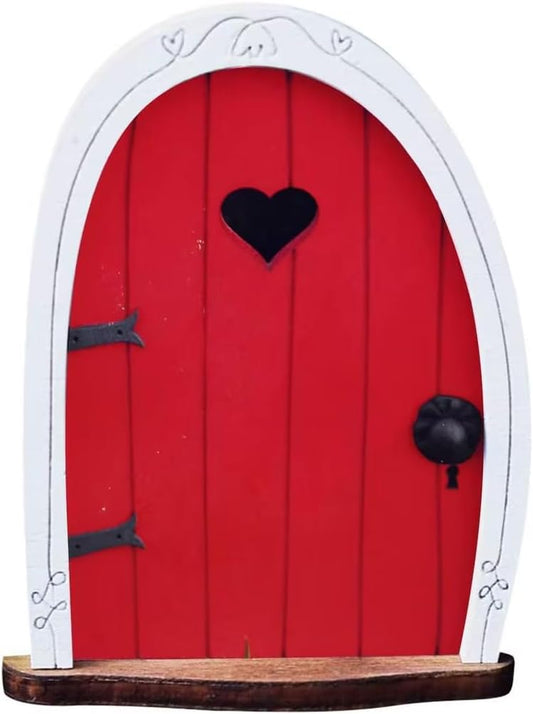 Red Streak Mini Fairy Garden Door for Tree, 3D Miniature Fairy Door for Fairytale Tiny House Doors, Bonsai Terrarium Micro Landscape Decoration Accessories Garden Miniatures