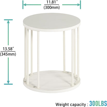 HDANI Wooden Stool Set of 2 for Kids,Adults,300lbs Load Capacity Garden Round Wood Stool,Non-Slip Small Step Stool for Plant Stand,Kitchen,Bathroom and Bedroom,White