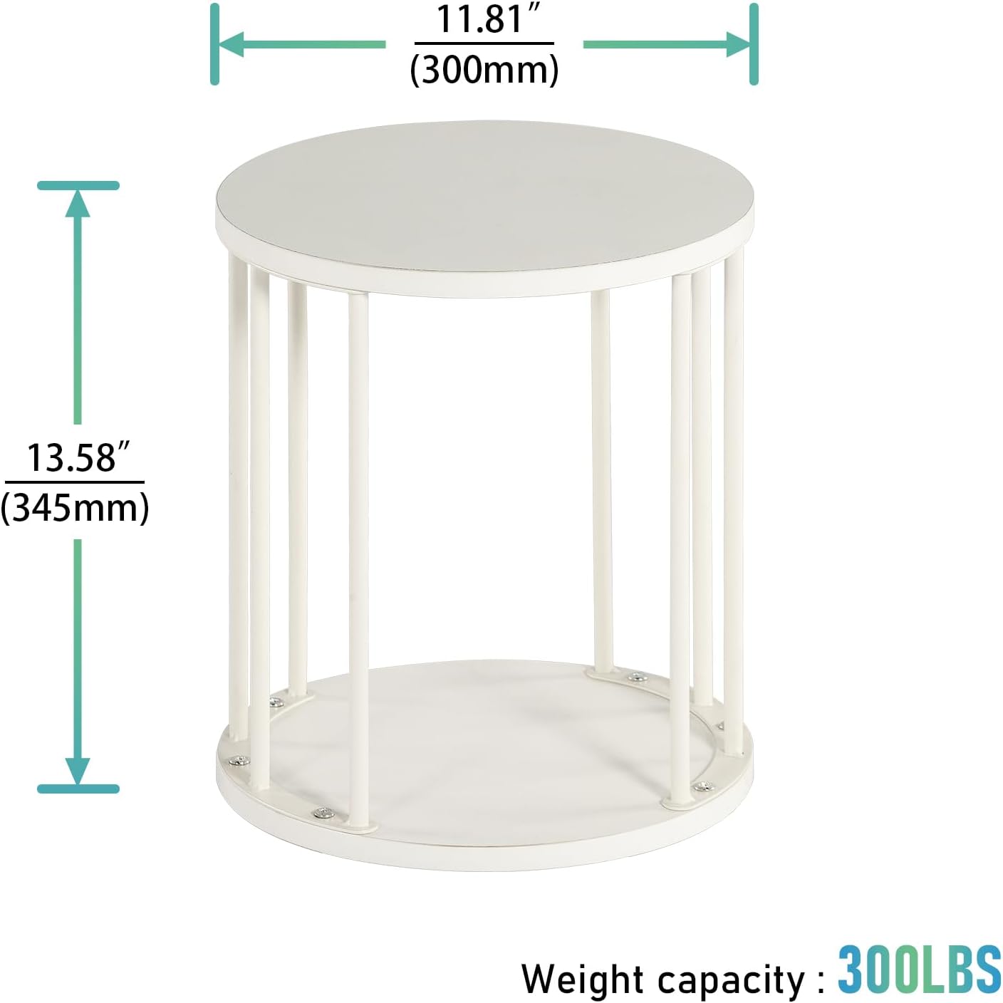 HDANI Small Round Wooden Step Stool for Kids Adults, 300lbs Load Capacity Garden Stool, Non-Slip Small Stool for Plant Stand, Kitchen, Bathroom and Bedroom, White