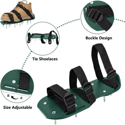 Aerator Shoes with Adjustable Strap,Heavy Duty Spikes for Grass Aerating Patio Garden,Fully Assembled Aerating Shoes for Yard Patio Lawn Garden