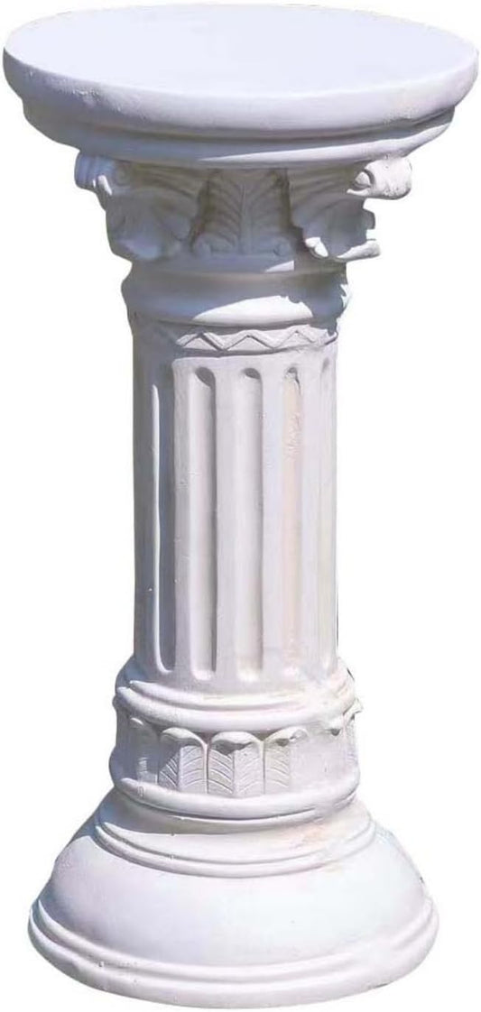 Decorative Roman Column Pedestal, MGO Cement with Fiber, Classical Garden Pillar, Indoor Outdoor Decor,Wrap Foam Safely Delivered from Local Warehouse (White, 21.9IN)