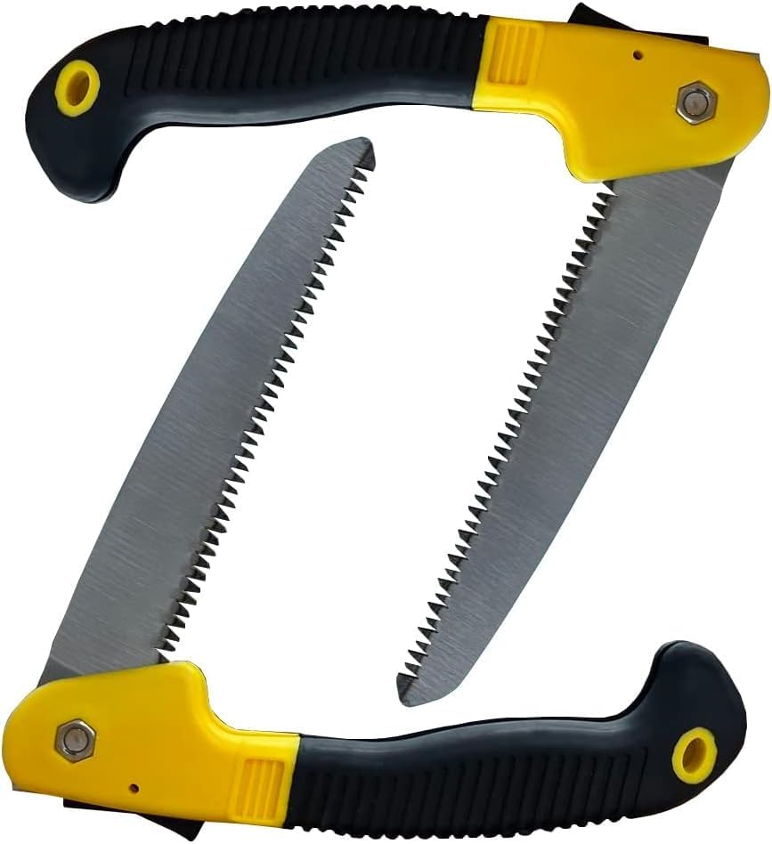 2PACK 7" Folding Hand Saw – Heavy Duty Pruning & Camping Saw with Triple-Cut Blade, Safety Lock – Ideal for Hunting, Backpacking, Tree Trimming, Bushcraft, and DIY (Cuts Dry Wood, Bamboo, Branches)