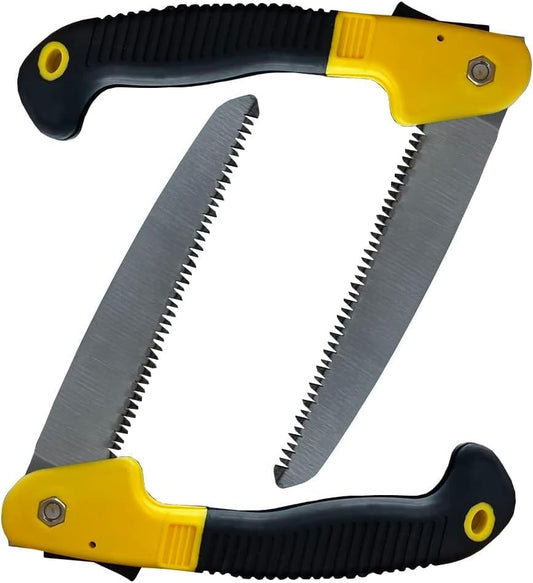 2PACK 7" Folding Hand Saw – Heavy Duty Pruning & Camping Saw with Triple-Cut Blade, Safety Lock – Ideal for Hunting, Backpacking, Tree Trimming, Bushcraft, and DIY (Cuts Dry Wood, Bamboo, Branches)