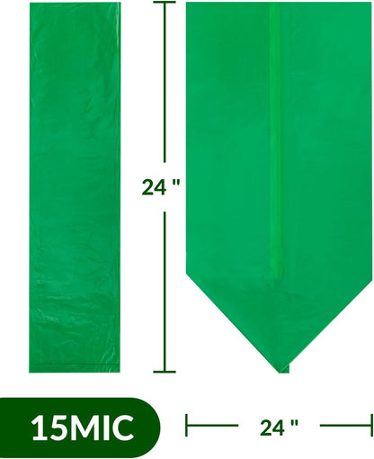 400 Count 100% Biodegradable and Compostable Trash Bags, 13-16 Gallon, 15 Microns, 24x24 Inches, Green Eco-Friendly