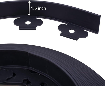 Garden Edging，100FT Landscape Edging with 60 Spikes for Lawn 1.5 Inch Tall (Black, 100FT)
