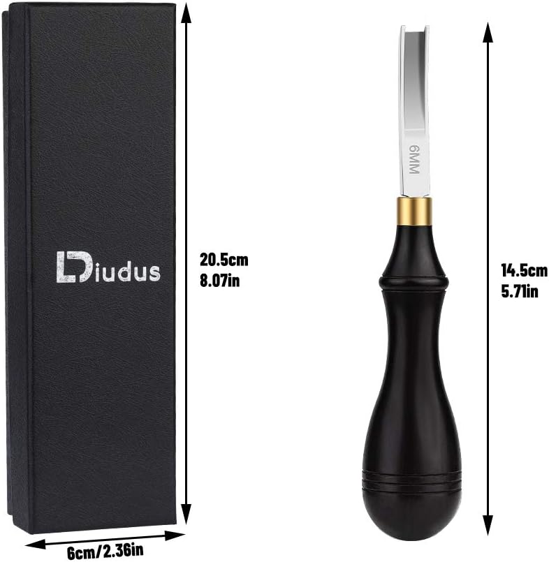Leather Edge Beveler Tool, French Skiver, 6mm Wide Mouth Leather Edge Trimmer Skiving Crafting Tools with Wooden Handle for DIY Craft