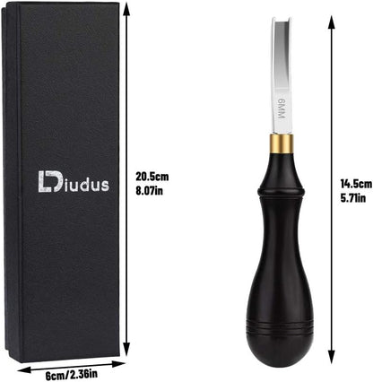Leather Edge Beveler Tool, French Skiver, 6mm Wide Mouth Leather Edge Trimmer Skiving Crafting Tools with Wooden Handle for DIY Craft