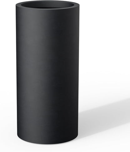 Kante 23.6 Inch Tall Cylindrical Planter, Large Round Plant Pots with Drainage Hole, Made with Concrete, Suitable for Indoor Outdoor Plants, Home Decor, Black
