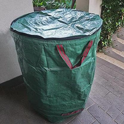 79 Gallons Lawn Leaf Bags, Yard Waste Bag, Reusable Gardening Leaf Collet Bag, Patio Garden Weed Bag, Leaf Collector Storage Bin, Trash Can with Lid & 4 Handles - Extra Large & Heavy Duty Leaf Bag