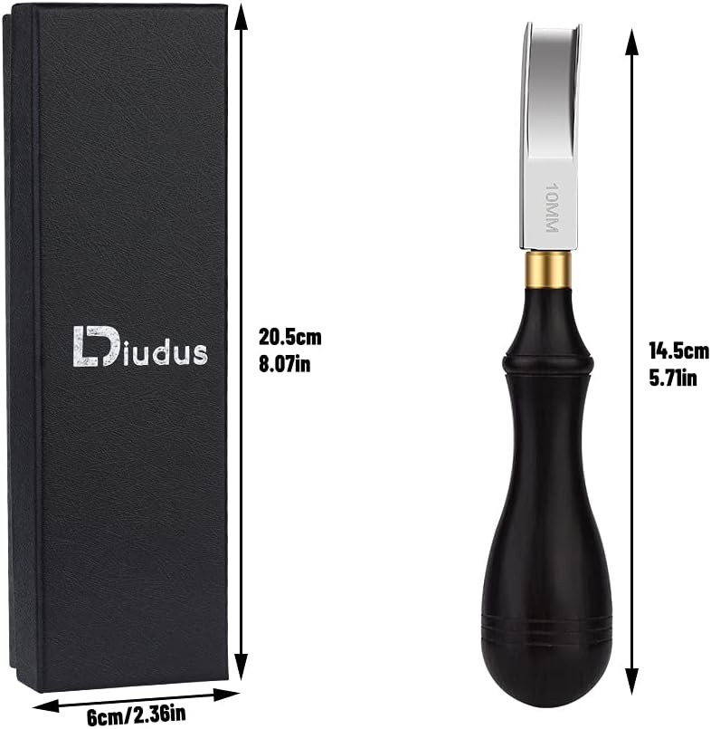 DIUDUS 10mm Leather Edge Beveler Tool, Wide Mouth Leather Edge Beveler Skiving, Leather Edge Trimmer with Wooden Handle for DIY Leather Craft
