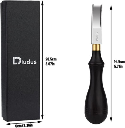 DIUDUS 10mm Leather Edge Beveler Tool, Wide Mouth Leather Edge Beveler Skiving, Leather Edge Trimmer with Wooden Handle for DIY Leather Craft