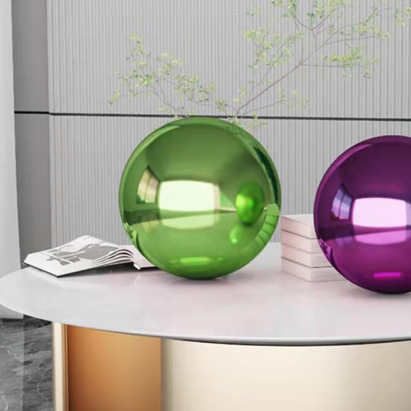 VANZACK Stainless Steel Gazing Ball Gazing Globe Mirror Ball Mirror Polished Hollow Ball Reflective Garden Sphere Polished Ornament Sphere for Garden Home Ornament Green