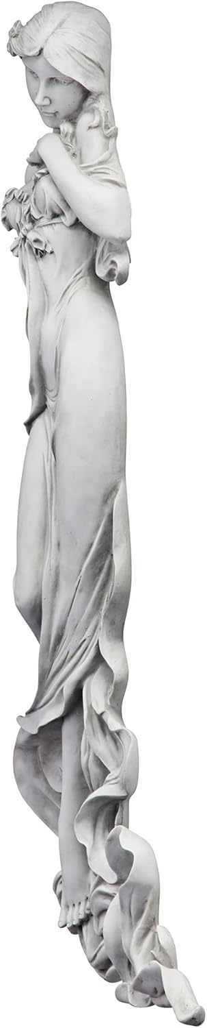 Design Toscano Flora Divine Patroness of Springtime Indoor/Outdoor Wall Frieze Sculpture, 31 inches tall, Cast Stone Resin, Antique Stone Finish