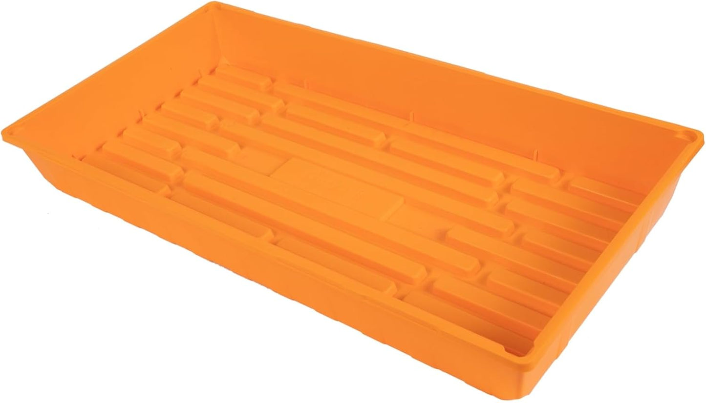 SUNPACK 10" x 20" Mega Plastic Seed Starting Tray, Orange, 2.5" (Pack of 30) - No Drainage Holes, Ideal for Greenhouses or Indoor Gardening - Made of Thick, Strong Plastic