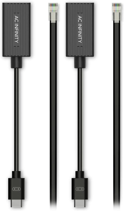 AC Infinity RJ11/12 to UIS Port Type-A Adapter Dongle, Conversion Cable Cord with Extension Cable for RJ11 RJ12 Grow Lights with PWM and 0-10V Current Sourcing Dimming (Pack of 2)