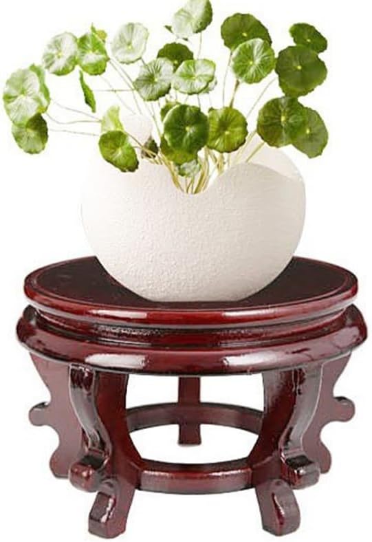 Happyyami Indoor Plants Wood Stool Plant Stand Chinese Style Flower Pot Display Rack Garden Planter Support Tabletop Vase Fish Tank Base Handicraft Figurine Pedestal Riser Holder for Home Greenery