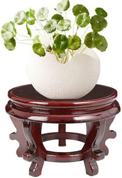 Happyyami Indoor Plants Wood Stool Plant Stand Chinese Style Flower Pot Display Rack Garden Planter Support Tabletop Vase Fish Tank Base Handicraft Figurine Pedestal Riser Holder for Home Greenery