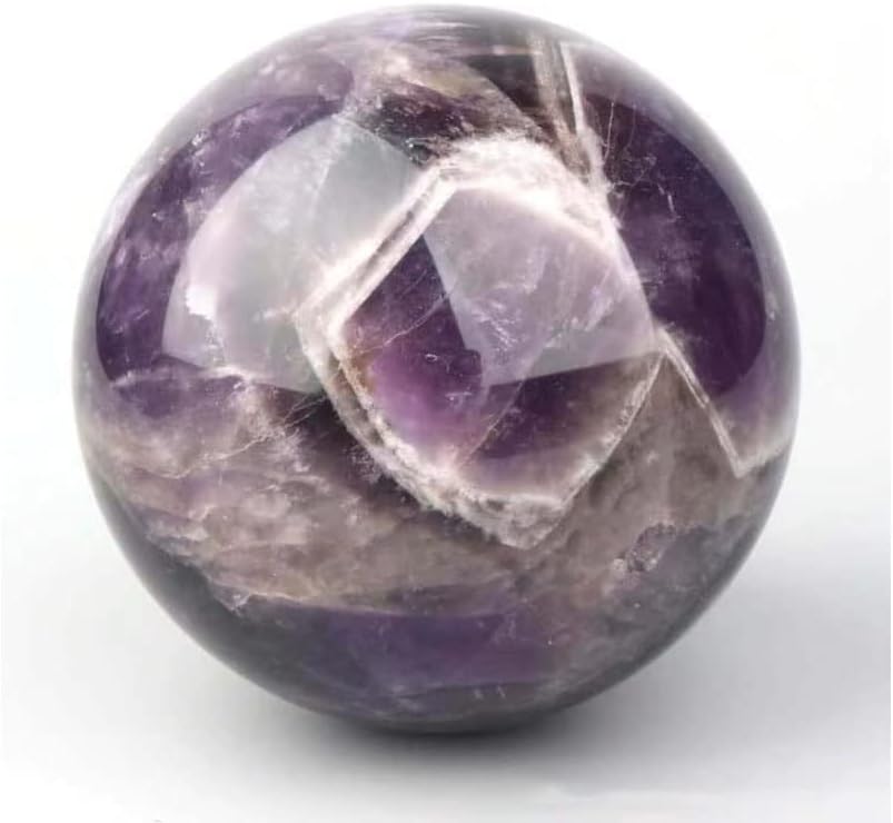 StoneStory Amethyst Crystal Sphere Ball with Wood Stand Large Healing Crystals Sphere Sculpture Home Office Decoration Fengshui Meditation He