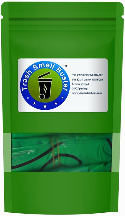 Outdoor Trash Can Cover Biodegradable Odor Eliminating Bag with Elastic Band Lemon Scented Durable 32 Gallon 3 Pack