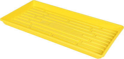 SUNPACK 10" x 20" Heavy Duty Shallow Plastic Seed Starting Tray, Yellow, 1" (Pack of 10) - No Drainage Holes, Perfect for Greenhouses or Indoor Gardening