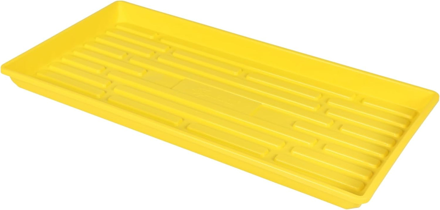 SUNPACK 10" x 20" Heavy Duty Shallow Plastic Seed Starting Tray, Yellow, 1" - No Drainage Holes, Perfect for Greenhouses or Indoor Gardening
