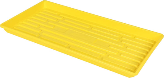 SUNPACK 10" x 20" Heavy Duty Shallow Plastic Seed Starting Tray, Yellow, 1" - No Drainage Holes, Perfect for Greenhouses or Indoor Gardening