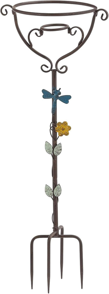 Metal Gazing Globe Stand, 30.7”H Garden Gazing Ball Stands for 10inch Gazing Balls, Vintage Dragonfly Gazing Ball Display Holder with Trident Base, Glass Ball Holder for Outdoor Yard Courtyard Lawn