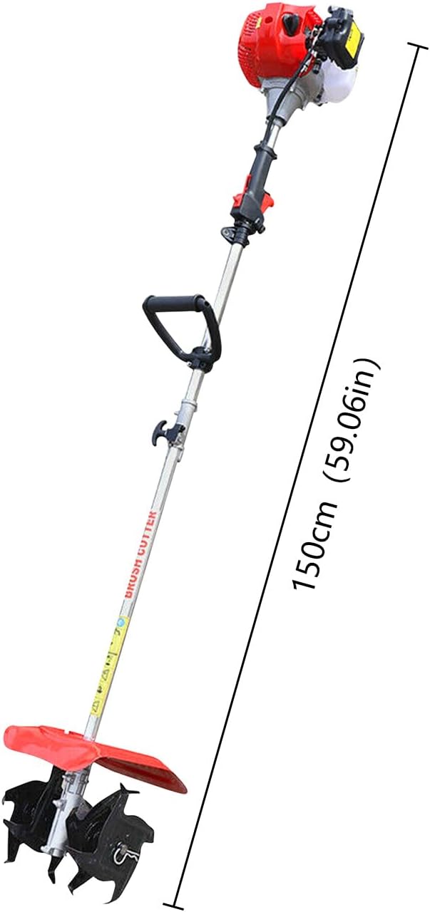Gas Powered Tiller Cultivator 42.7CC 2-Stroke Handheld Garden Rotary Cultivator Rototiller Cordless for Gardening, Sandy Land, Loose Soil, Cultivation of Cash Crops