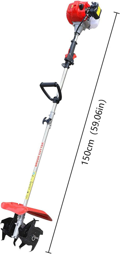 Gas Powered Tiller Cultivator 42.7CC 2-Stroke Handheld Garden Rotary Cultivator Rototiller Cordless for Gardening, Sandy Land, Loose Soil, Cultivation of Cash Crops