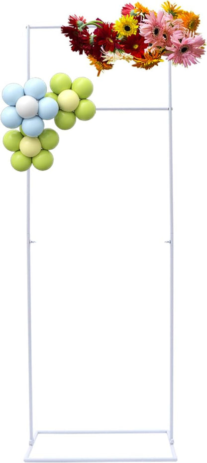 DYNAMI White Square Wedding Backdrop Stand, Steel Rectangular Balloon Arch Stand w/Base,for Wedding Birthday Party Ceremonies Graduation Valentine's Day Decor,20.9" W*61" H (H-Shape)