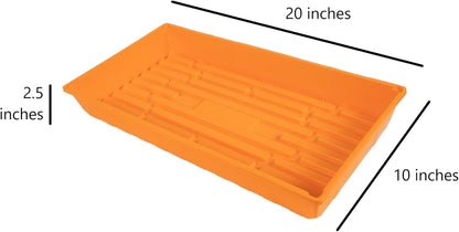SUNPACK 10" x 20" Mega Plastic Seed Starting Tray, Orange, 2.5" - No Drainage Holes, Ideal for Greenhouses or Indoor Gardening - Made of Thick, Strong Plastic