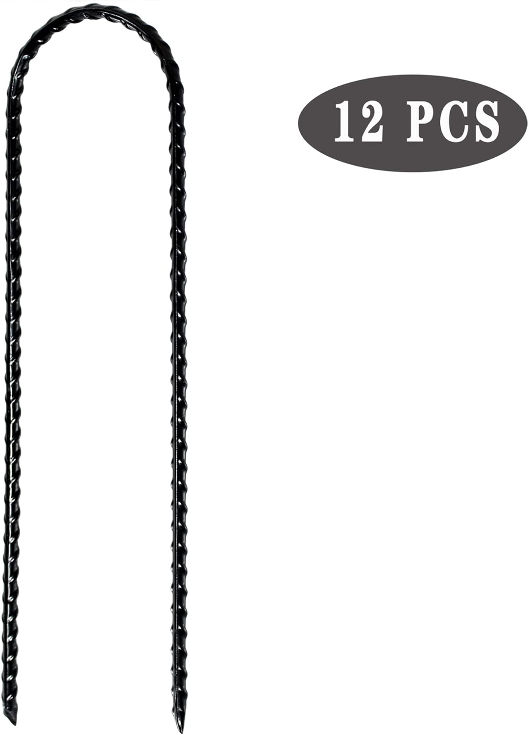 10"x2" Trampolines Wind Stakes Heavy Duty U Shape Galvanized Steel Trampoline Stakes Ground Anchors with Sharp End for Camping Tent, Garden Staples, Trampoline Pins (12)