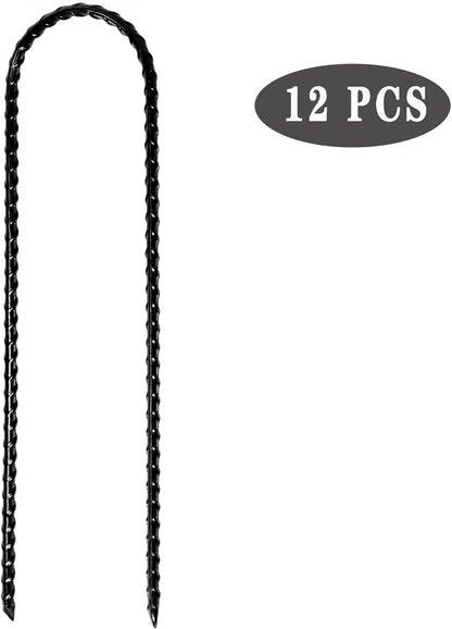 10"x2" Trampolines Wind Stakes Heavy Duty U Shape Galvanized Steel Trampoline Stakes Ground Anchors with Sharp End for Camping Tent, Garden Staples, Trampoline Pins (12)
