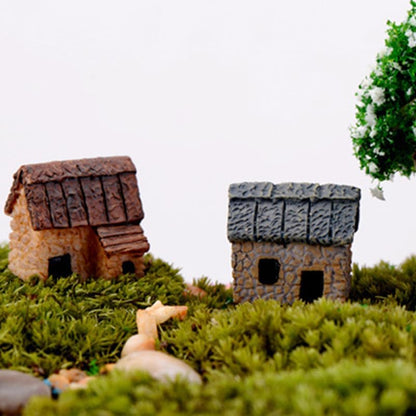 SUPVOX 8Pcs Mini Resin Village House Figurines for DIY Moss Micro Landscape Terrarium Decor Fairy Garden Bonsai Office Desk Ornament