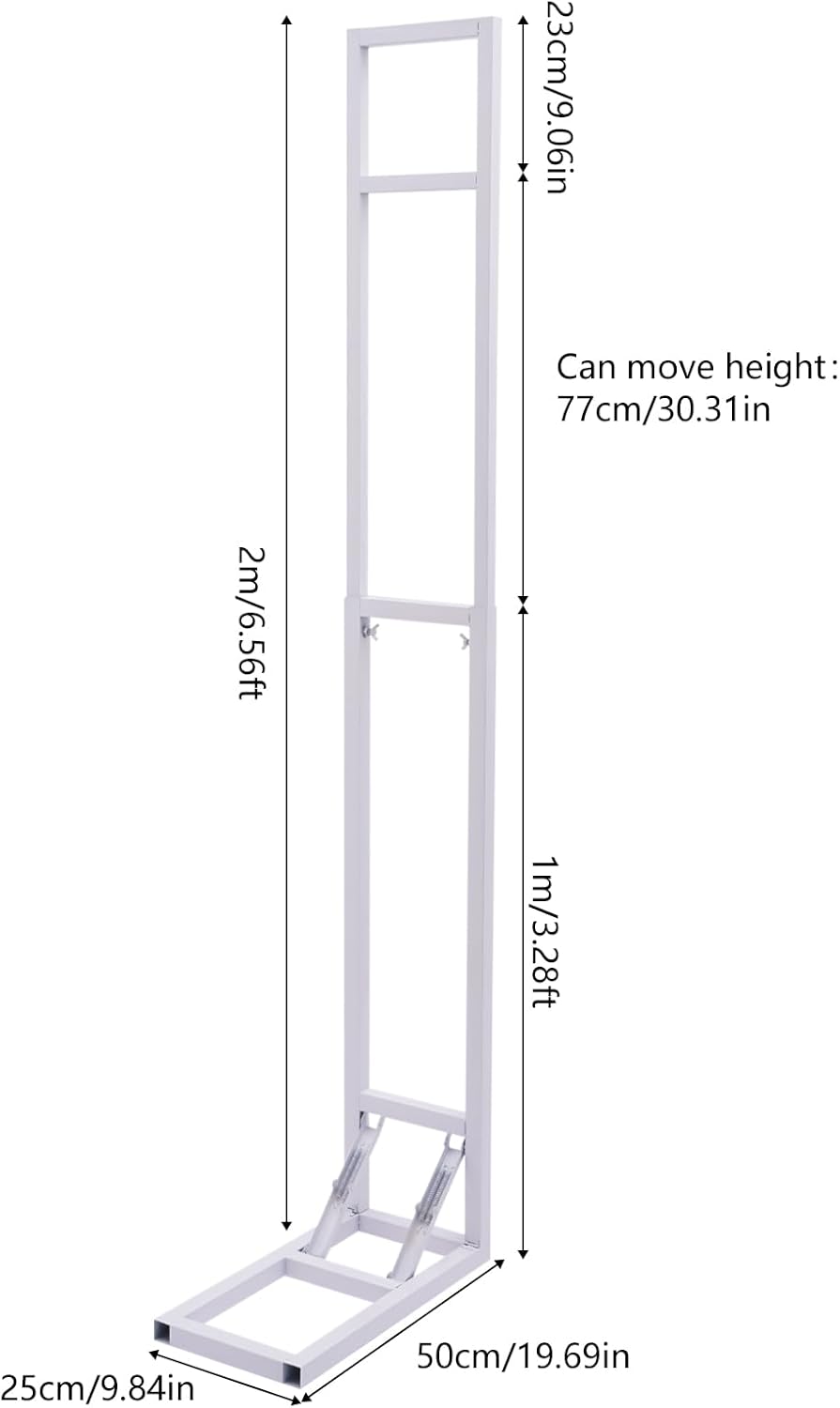 DYNAMI White Square Wedding Backdrop Stand,Metal Arch Backdrop Stand w/Foldable Base,Adjustable Height(1-2m) Rectangle Metal Stand for Wedding Party Decor,Installation-Free