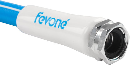 Fevone 100 ft x 5/8" Heavy Duty Garden Hose, Drinking Water Safe, Flexible & Kink-Free Hybrid Polymer Water Hose, Lightweight Outdoor Hose with 3/4" Solid Aluminum Fittings