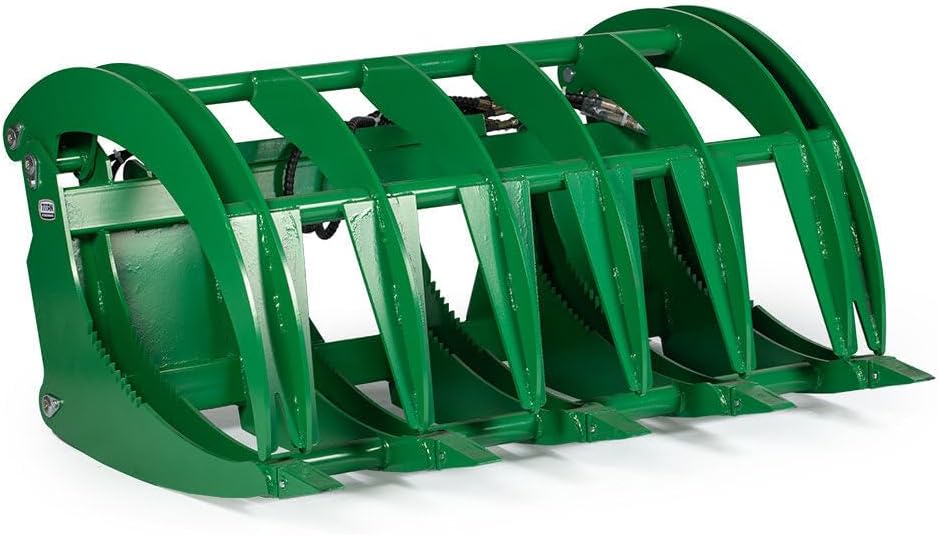 Titan Attachments 60" HD Root Grapple Rake Attachment, Fits John Deere Hook & Pin Tractors, Twin 3,000 PSI Cylinders, Clears Rocks, Logs, Brush, & Debris, Tractor Accessories & Attachments